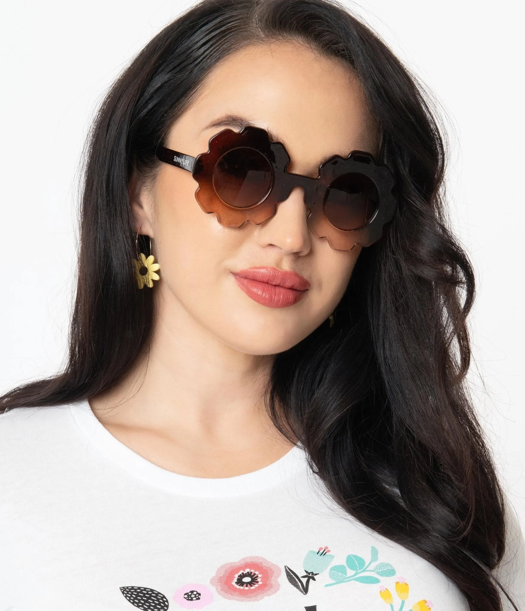 1970s Brown Ombre Daisy Summer Sunglasses