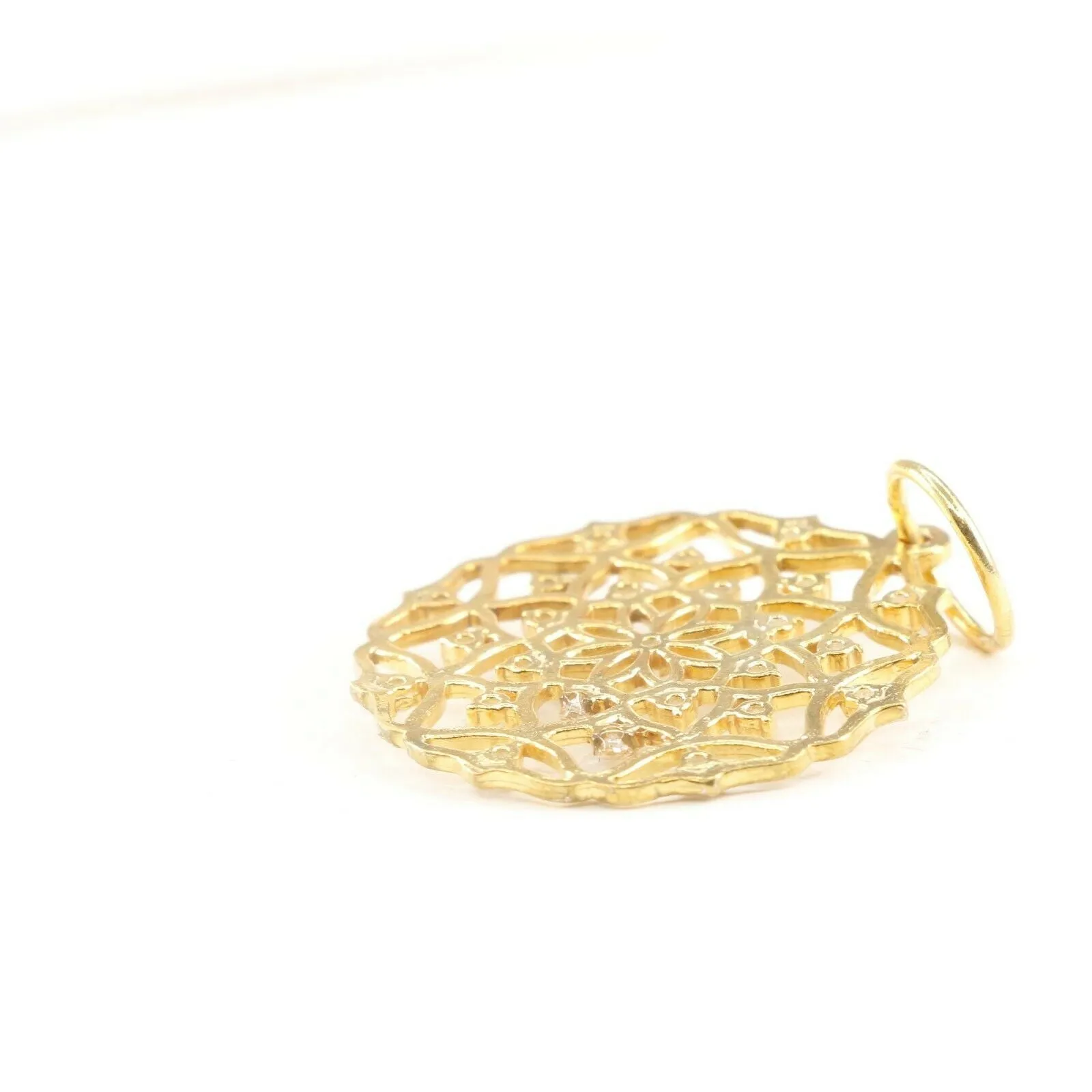 22k Pendant Solid Gold ELEGANT Simple Floral With Stones Pendant P1530