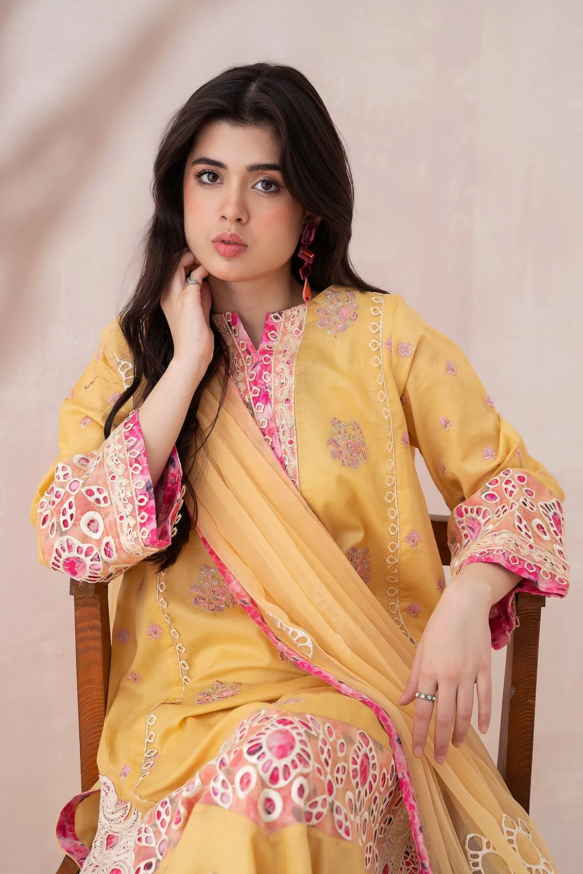 3-PC Unstitched Embroidered Lawn Shirt with Chiffon Dupatta and Trouser CS3-15