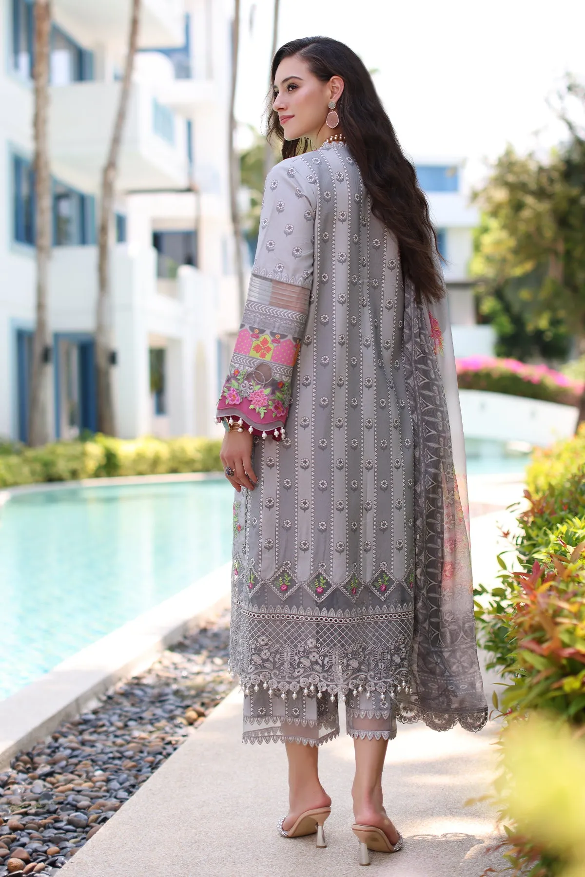 3-PC UNSTITCHED EMBROIDERED LAWN SHIRT WITH EMBROIDERED CHIFFON DUPATTA  CN4-14