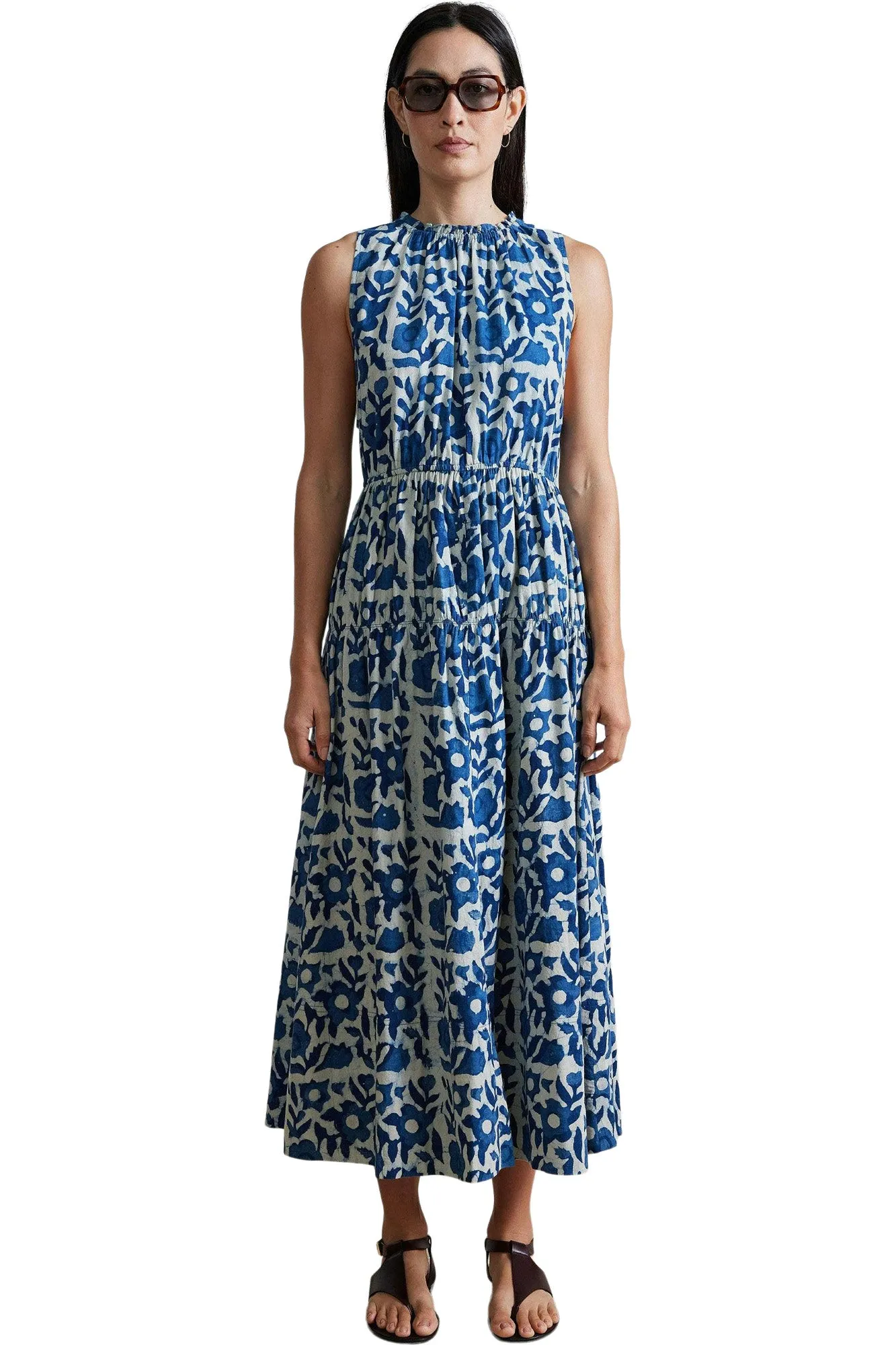 Apiece Apart Arte Tank Dress in Floral Indigo