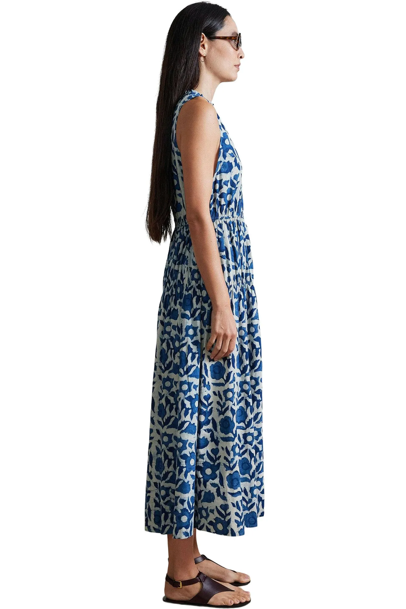 Apiece Apart Arte Tank Dress in Floral Indigo