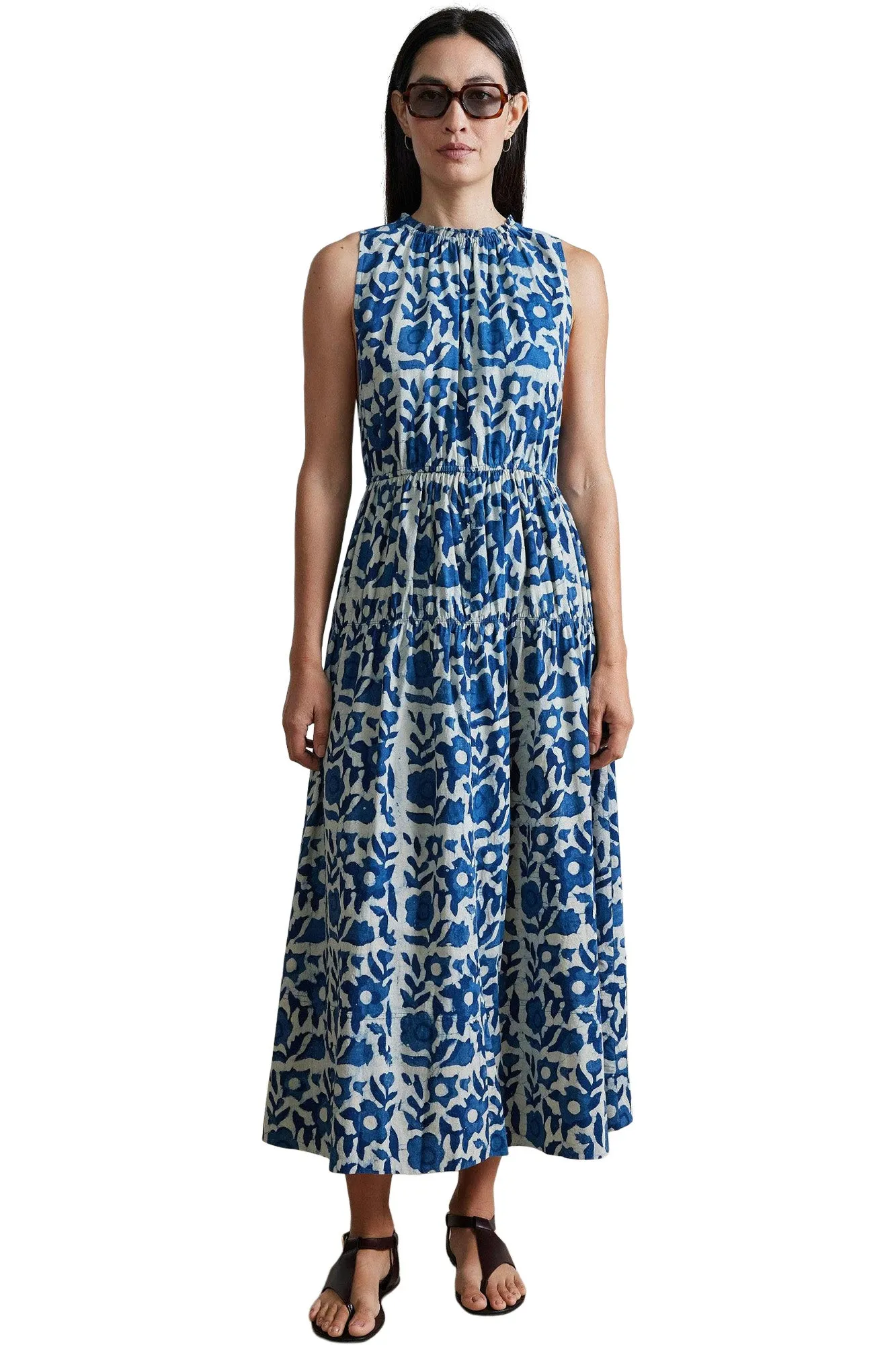 Apiece Apart Arte Tank Dress in Floral Indigo