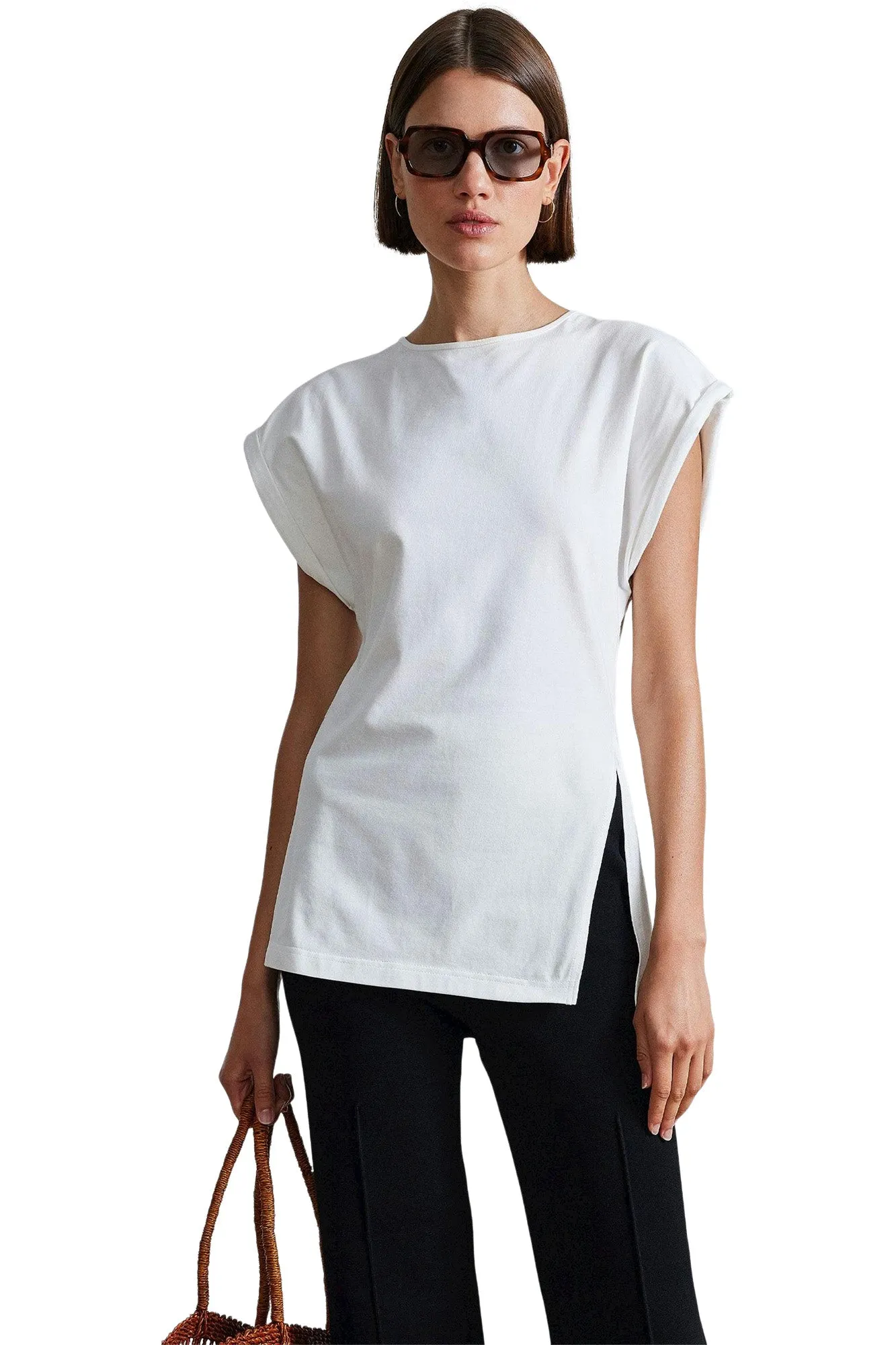 Apiece Apart Asymmetric Tunic Tee in Cream