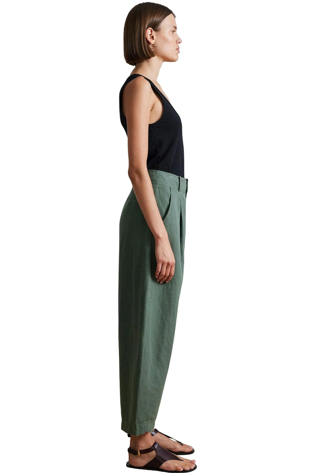 Apiece Apart Bari Crop Trouser in Thyme