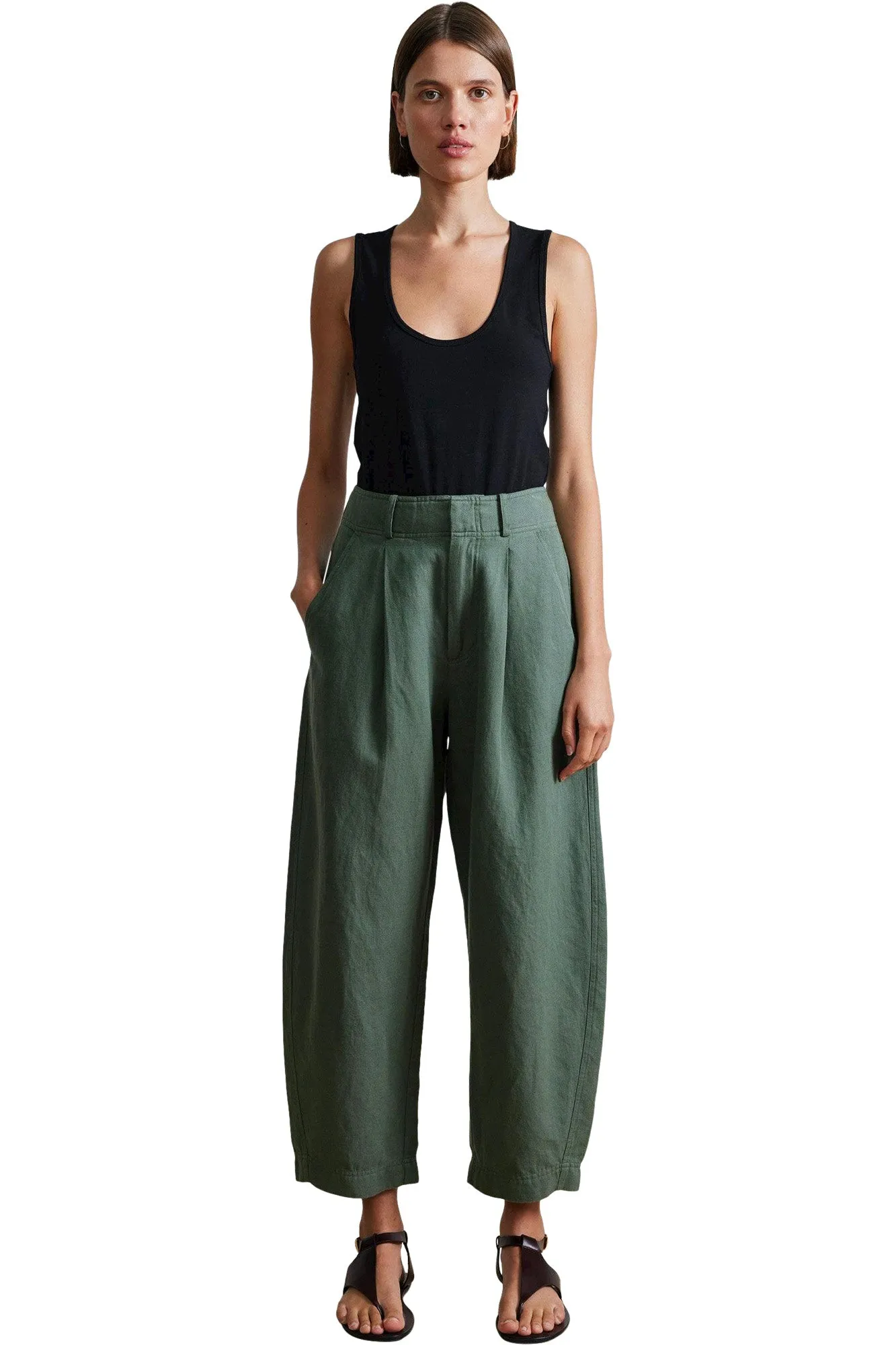 Apiece Apart Bari Crop Trouser in Thyme