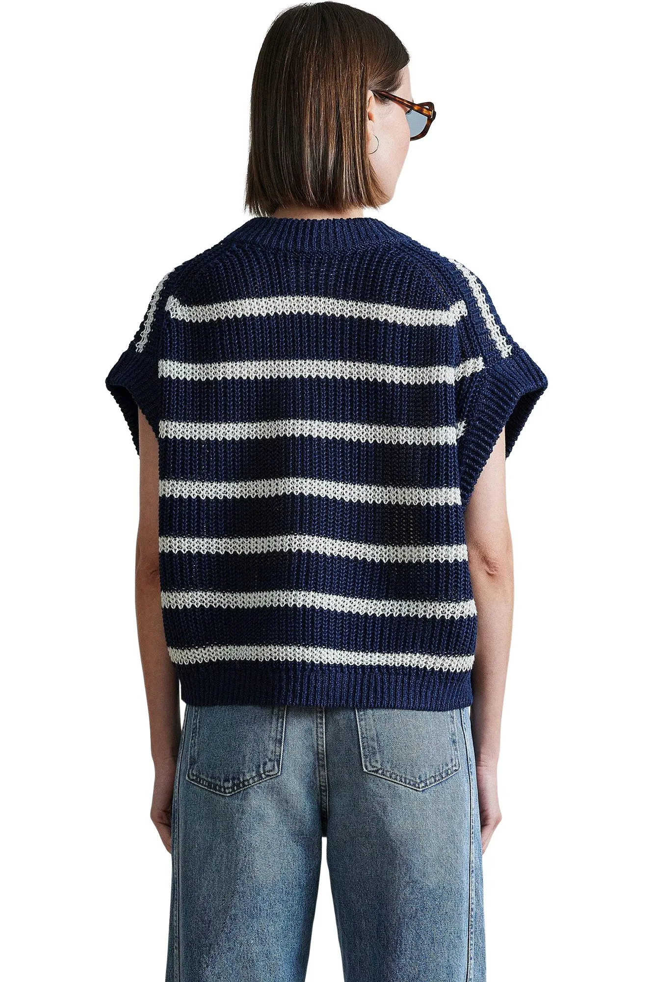 Apiece Apart Oliva Vest in Navy Cream Stripe