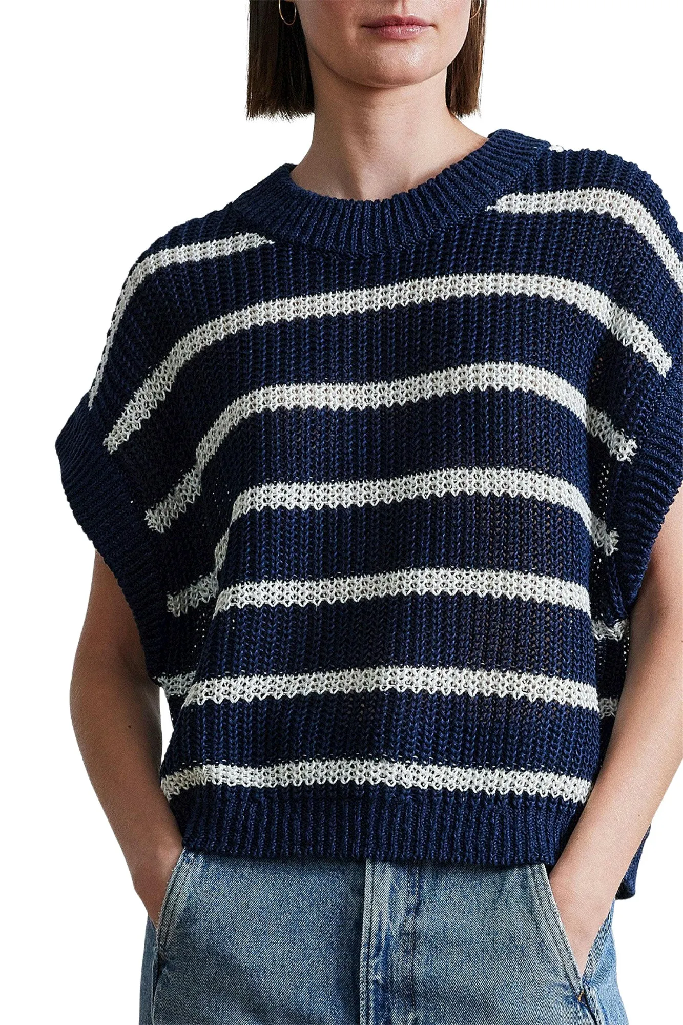 Apiece Apart Oliva Vest in Navy Cream Stripe