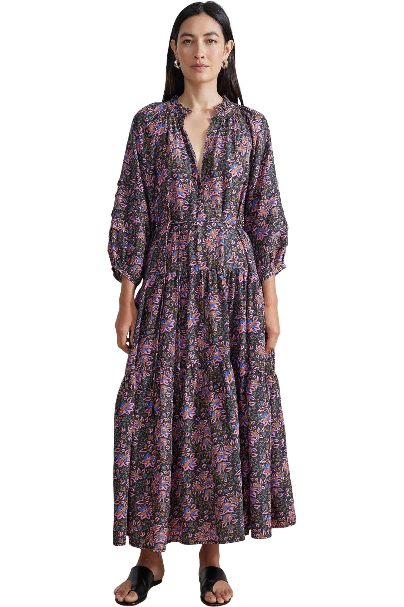 Apiece Apart Trinidad Maxi Dress in Folk Foliage Dark