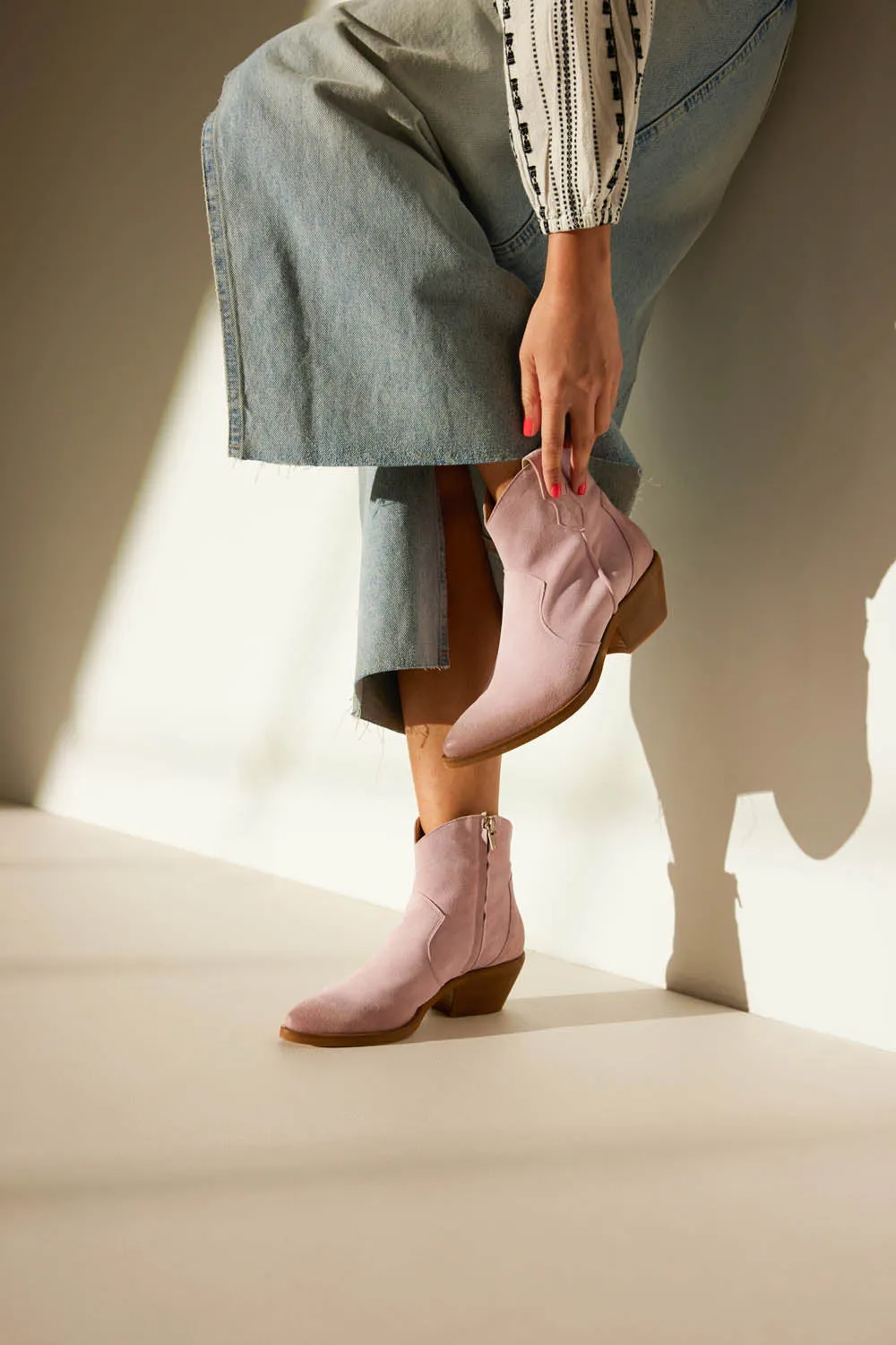 Arianna Suede Dames Enkellaarsjes Rosa