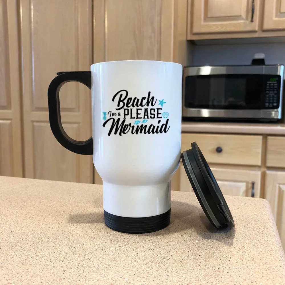 Beach Please White Metal Coffee and Tea Travel Mug