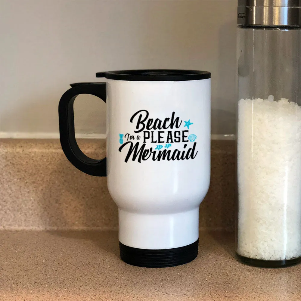 Beach Please White Metal Coffee and Tea Travel Mug