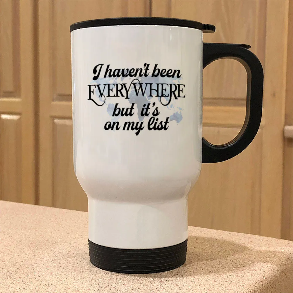 Been Everywhere White Metal Coffee and Tea Travel Mug