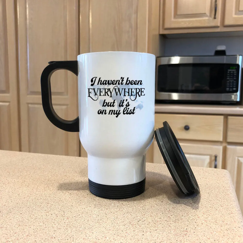 Been Everywhere White Metal Coffee and Tea Travel Mug