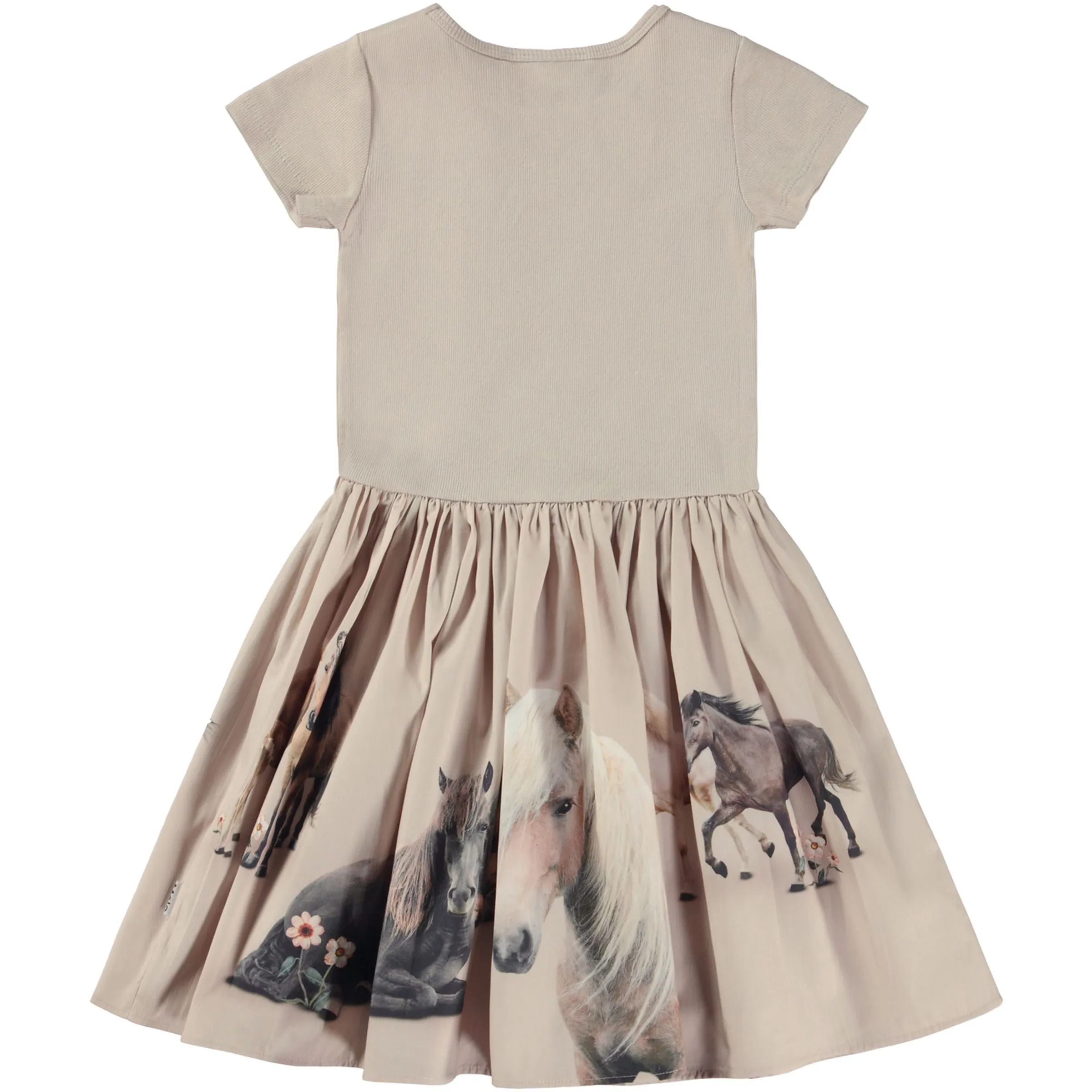 Beige Cotton Pony Print Dress