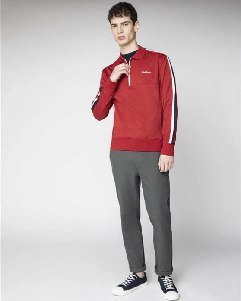 Ben Sherman Quarter Zip Tricot Top Red