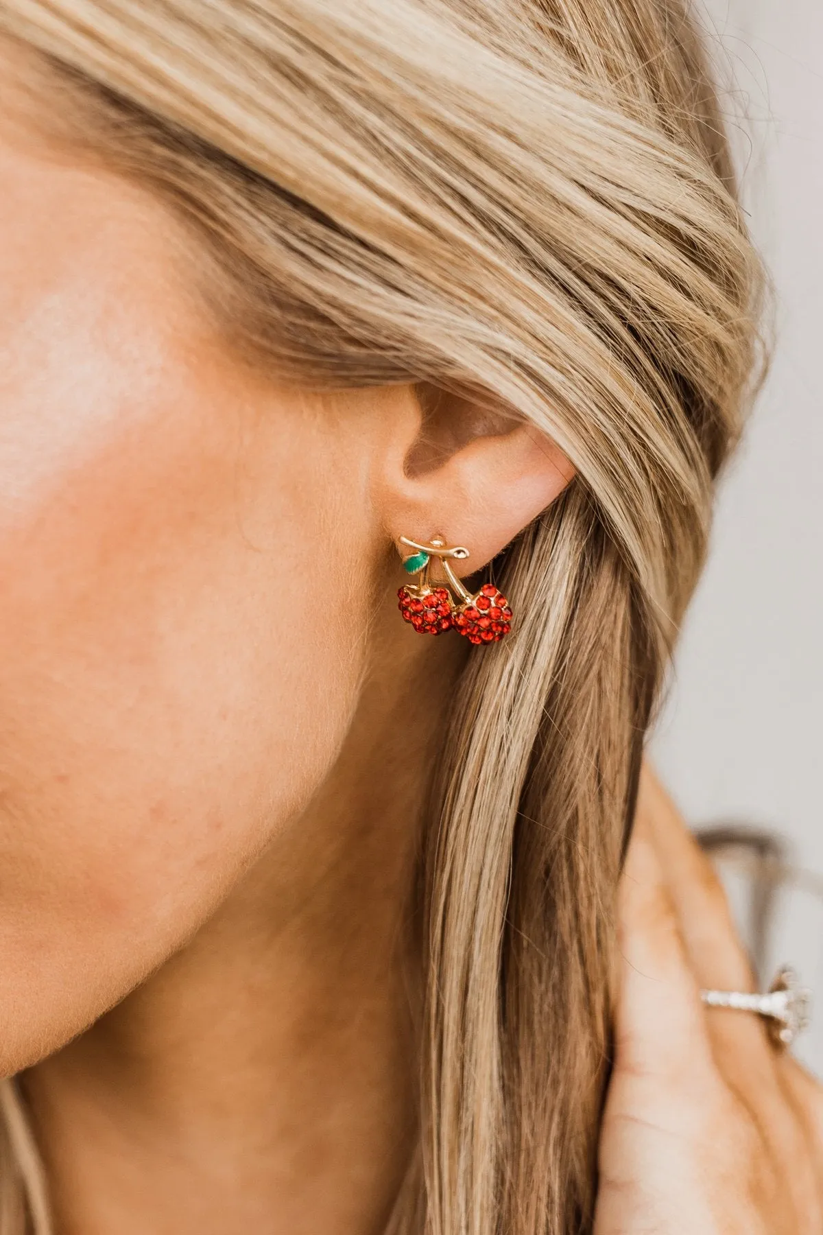 Beyond Cheerful Cherry Earrings- Red