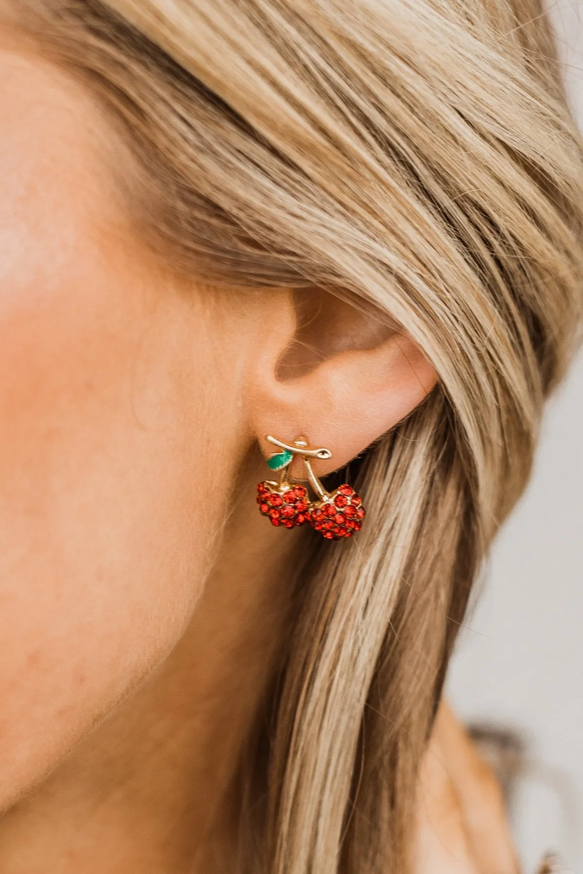 Beyond Cheerful Cherry Earrings- Red