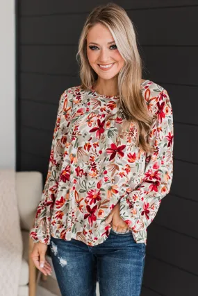 Beyond Lovely Floral Blouse- Sage