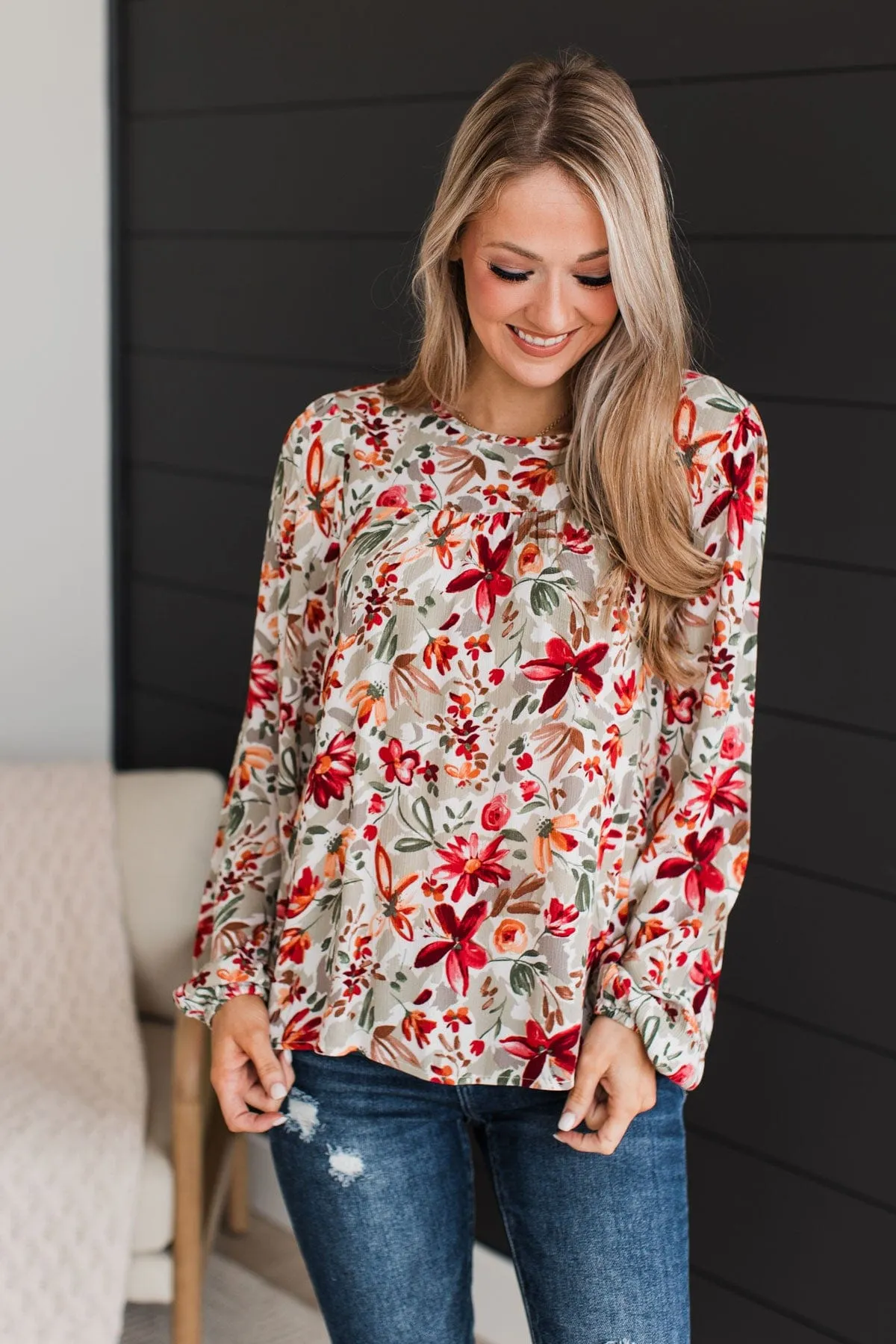 Beyond Lovely Floral Blouse- Sage