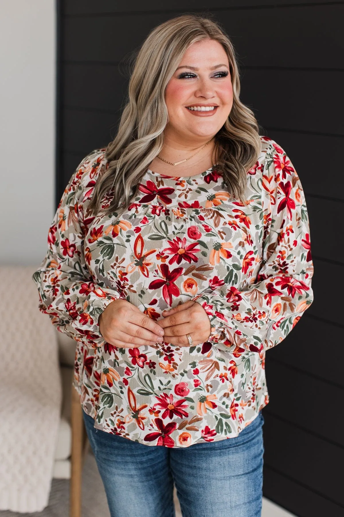 Beyond Lovely Floral Blouse- Sage