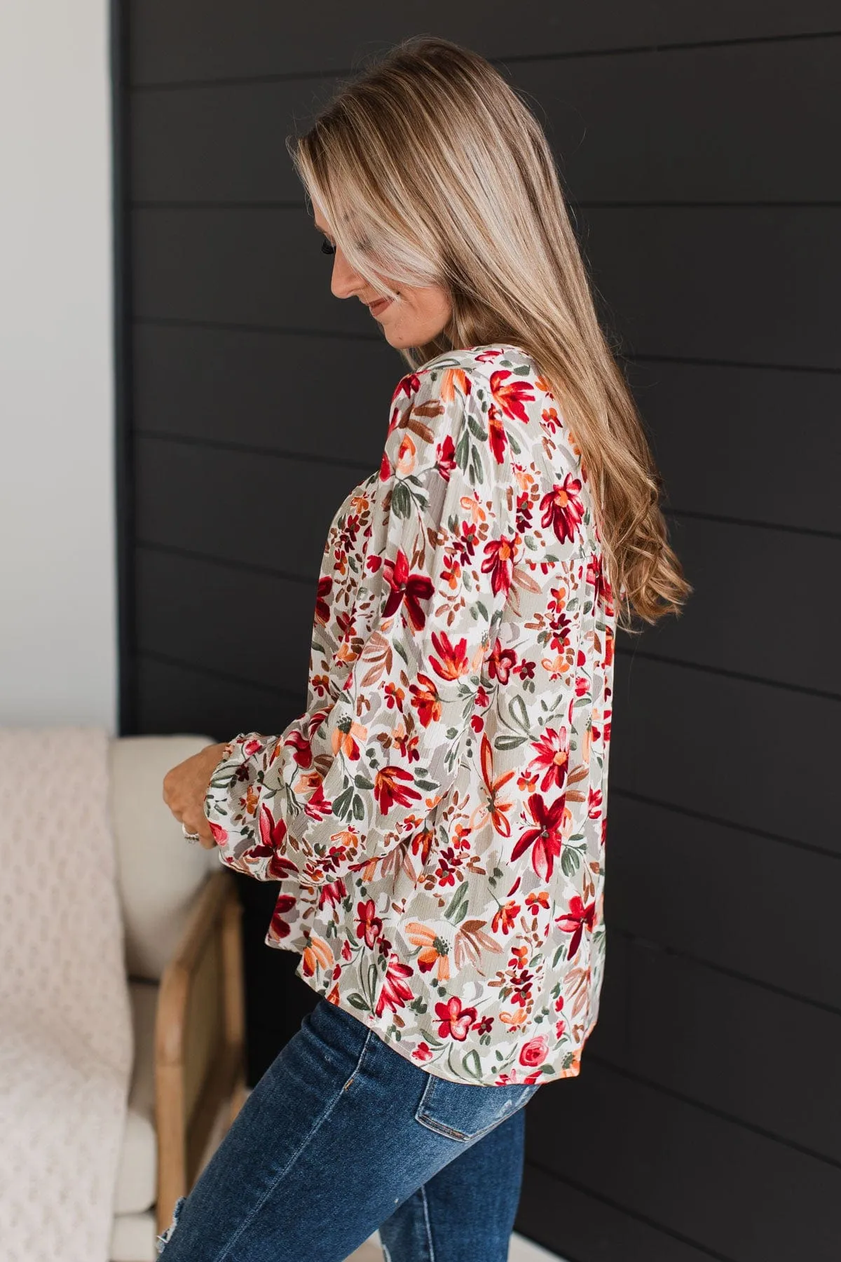 Beyond Lovely Floral Blouse- Sage