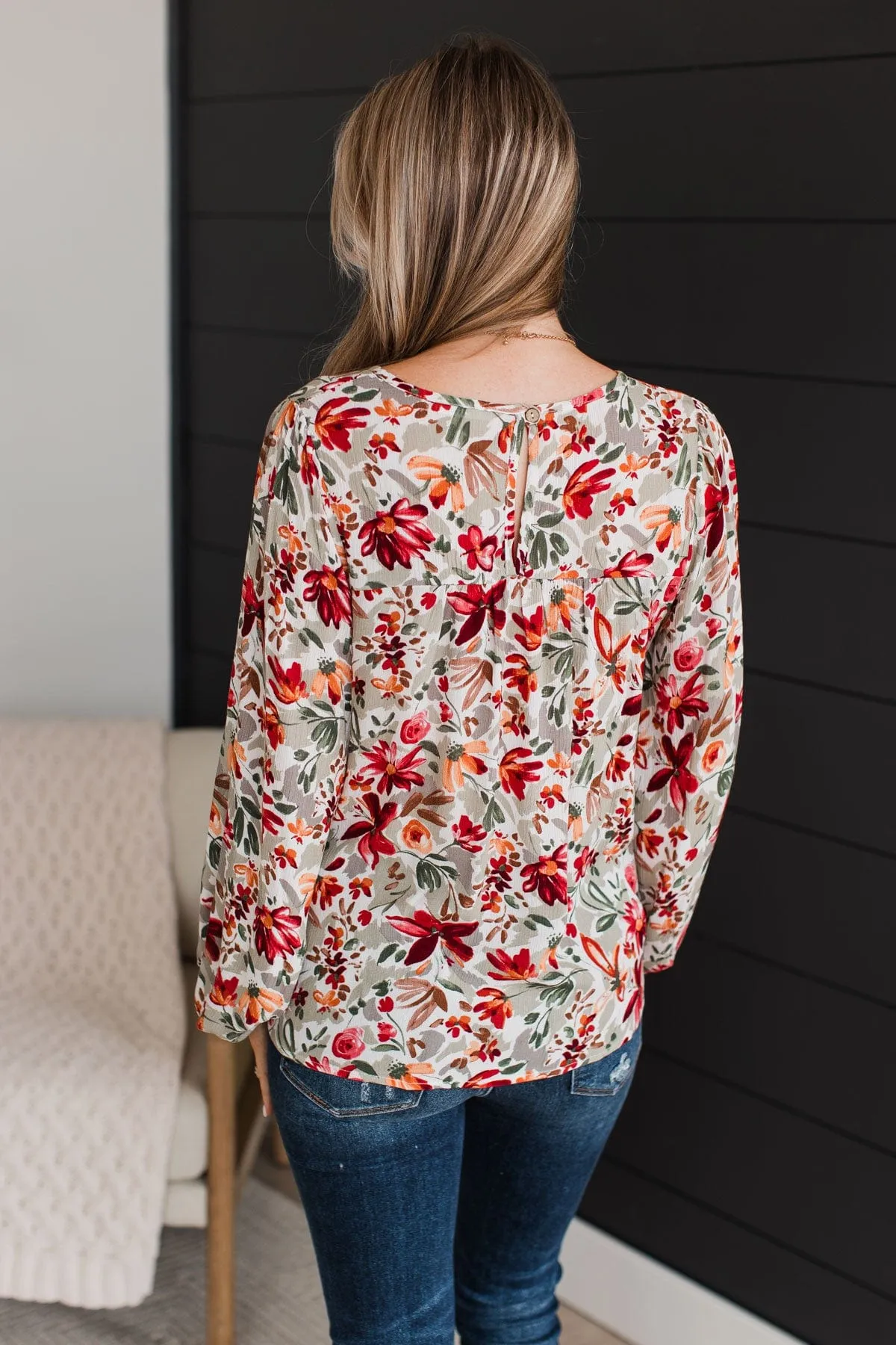 Beyond Lovely Floral Blouse- Sage