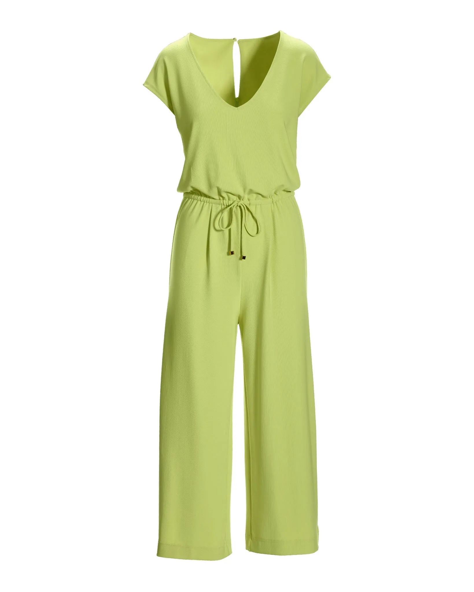 Beyond Travel Crop Drawstring Waist Jumpsuit Daiquiri Green