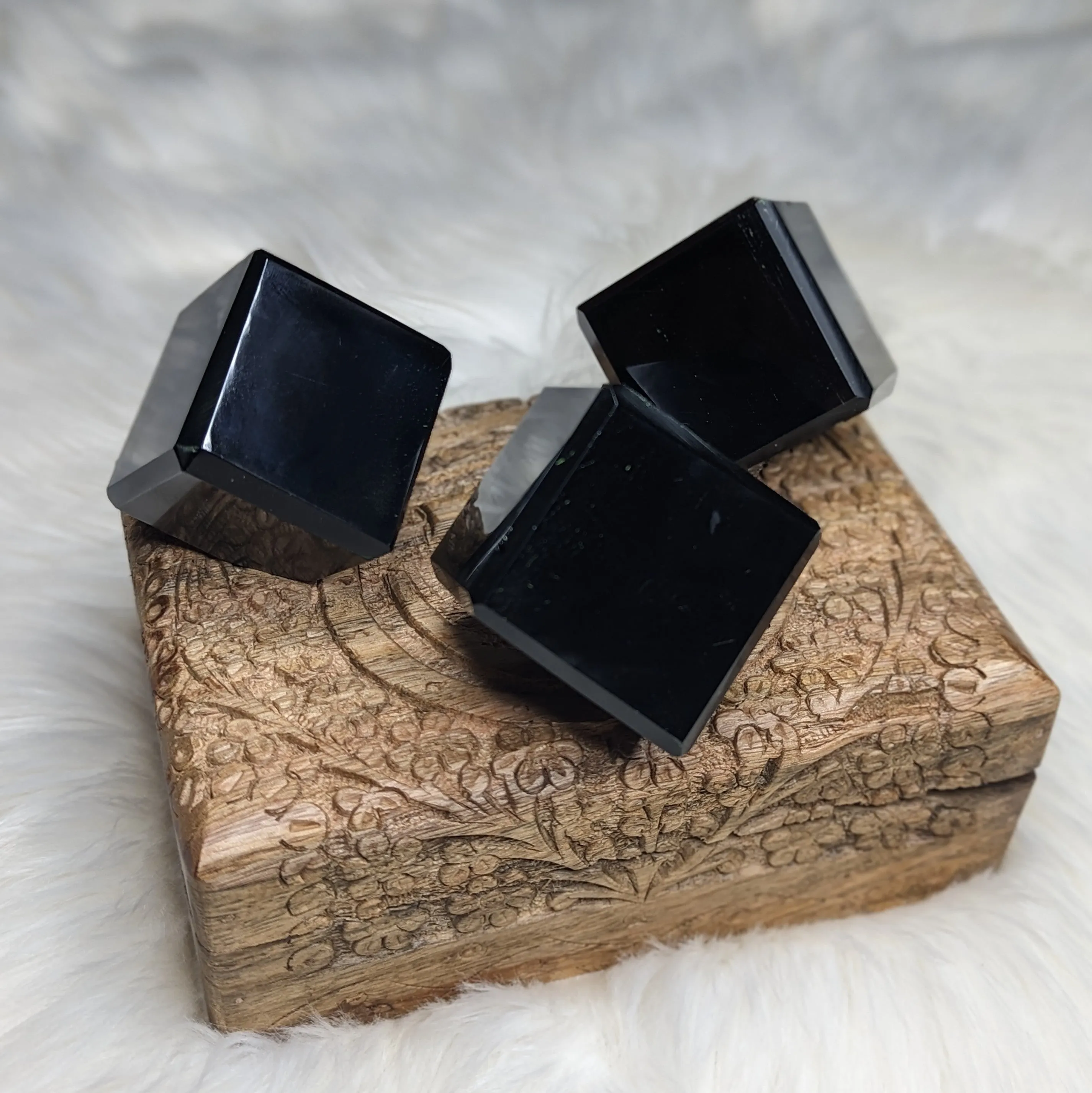 Black Obsidian Floating Cube (One)