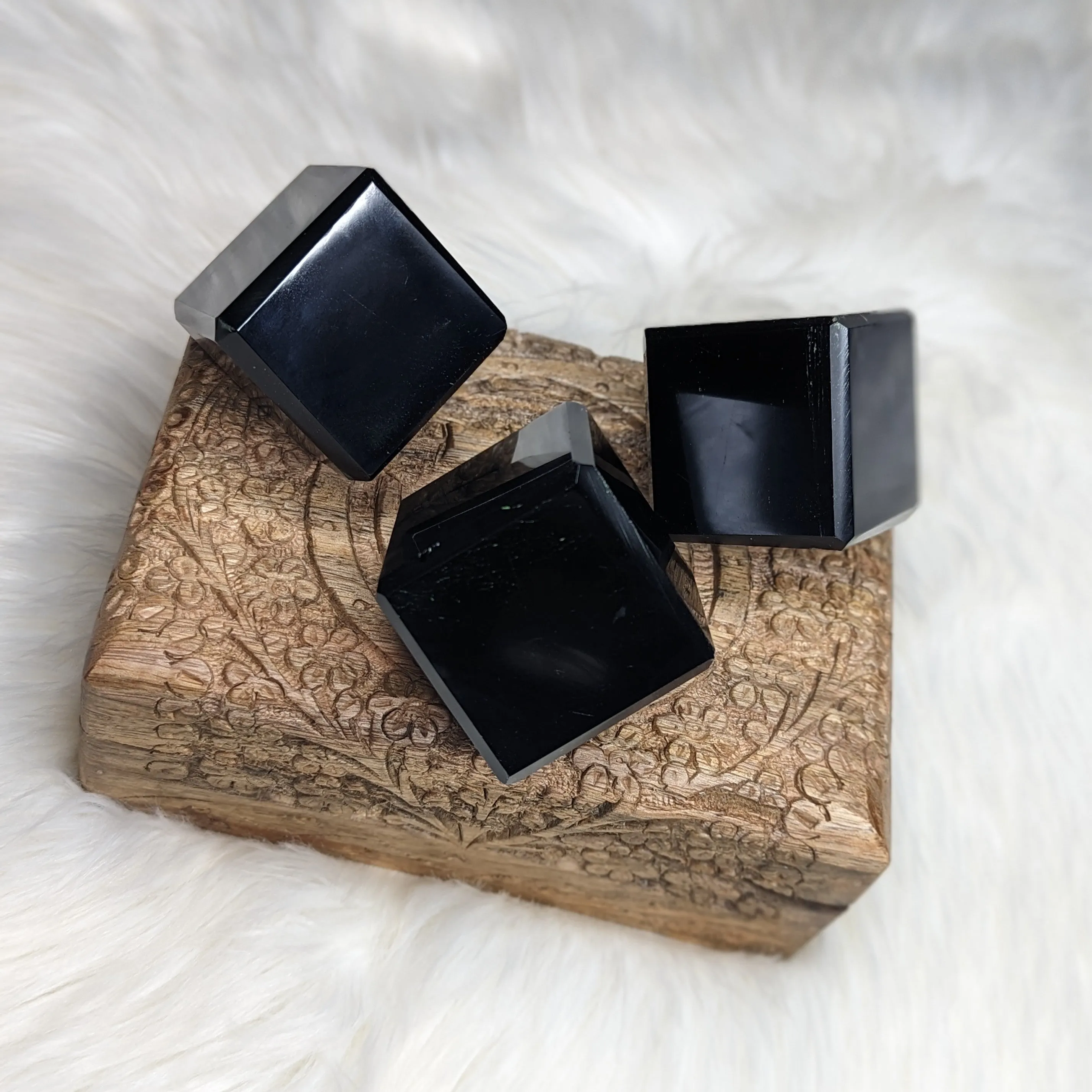 Black Obsidian Floating Cube (One)