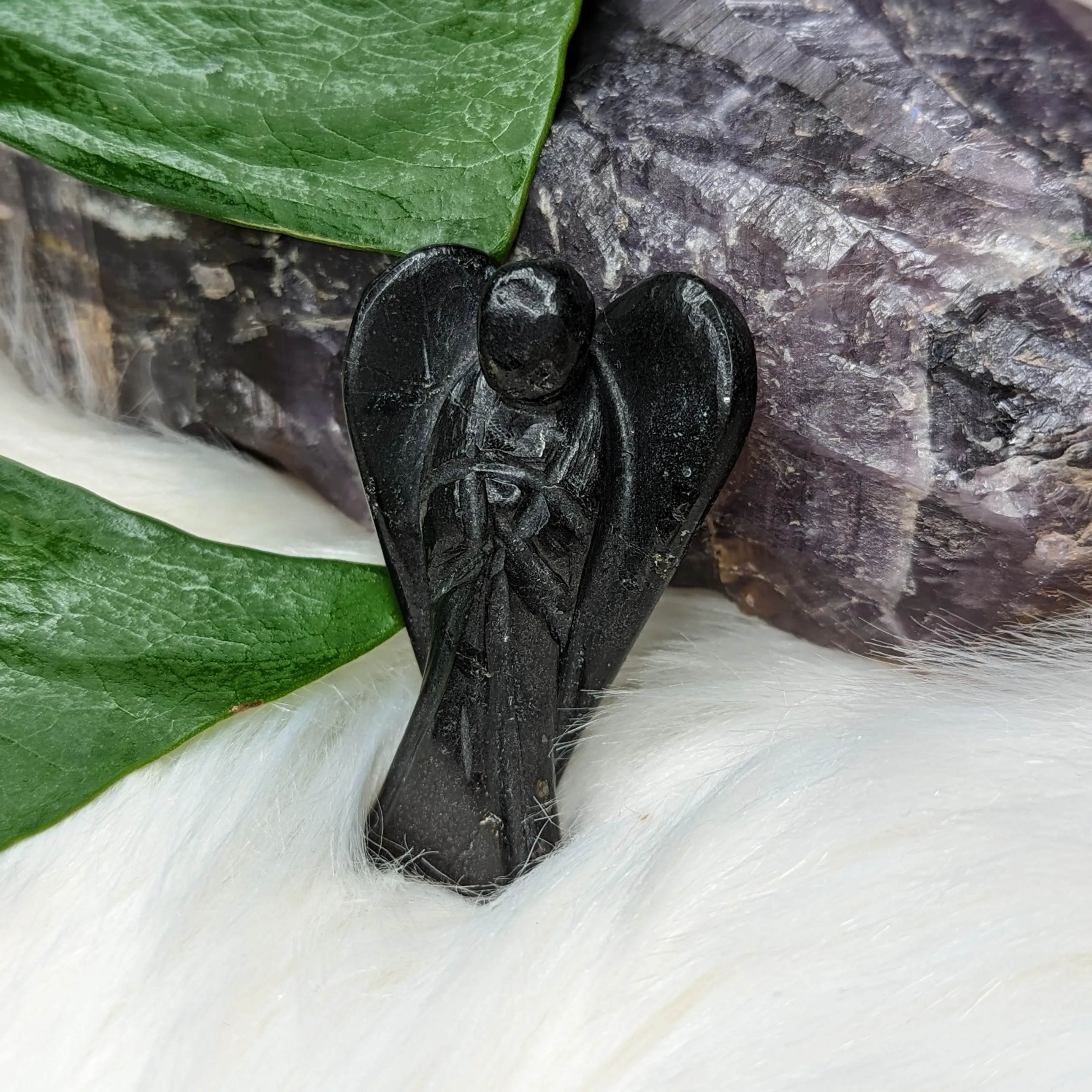 Black Tourmaline Angel Carving ~ Guardian Angel Protection