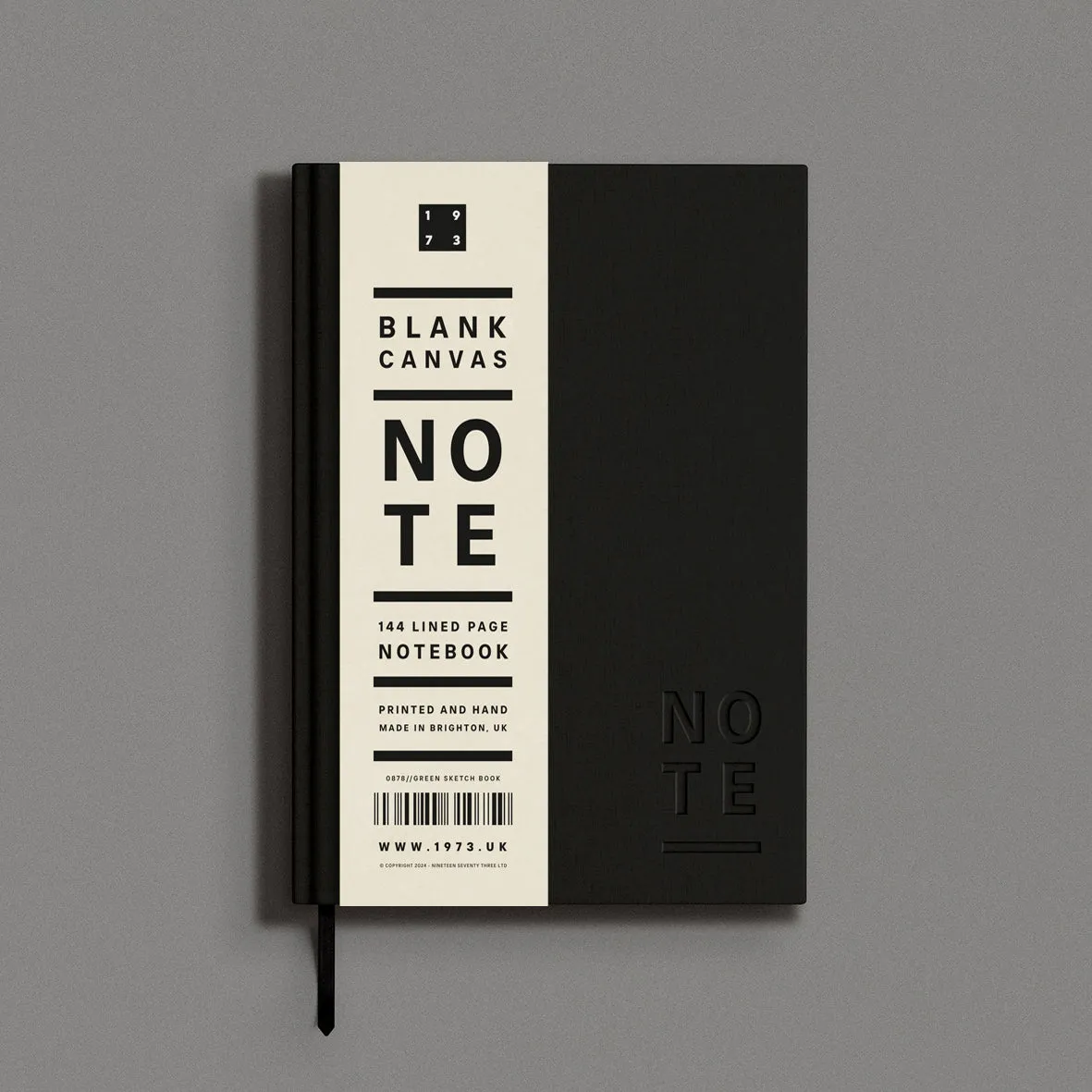 Blank Canvas Black A5 Lined Notebook - P19E/F