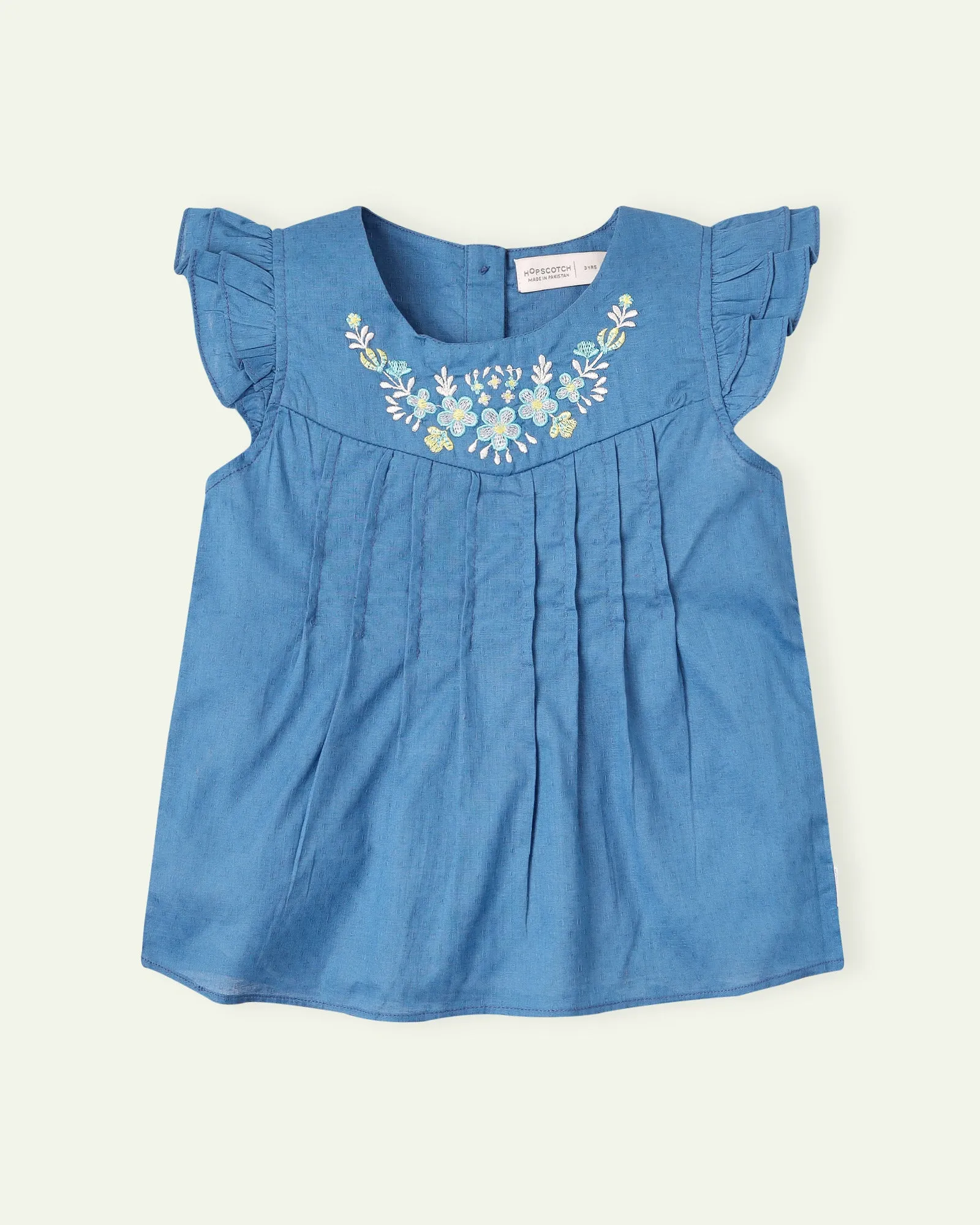 Blue Embroidered Top