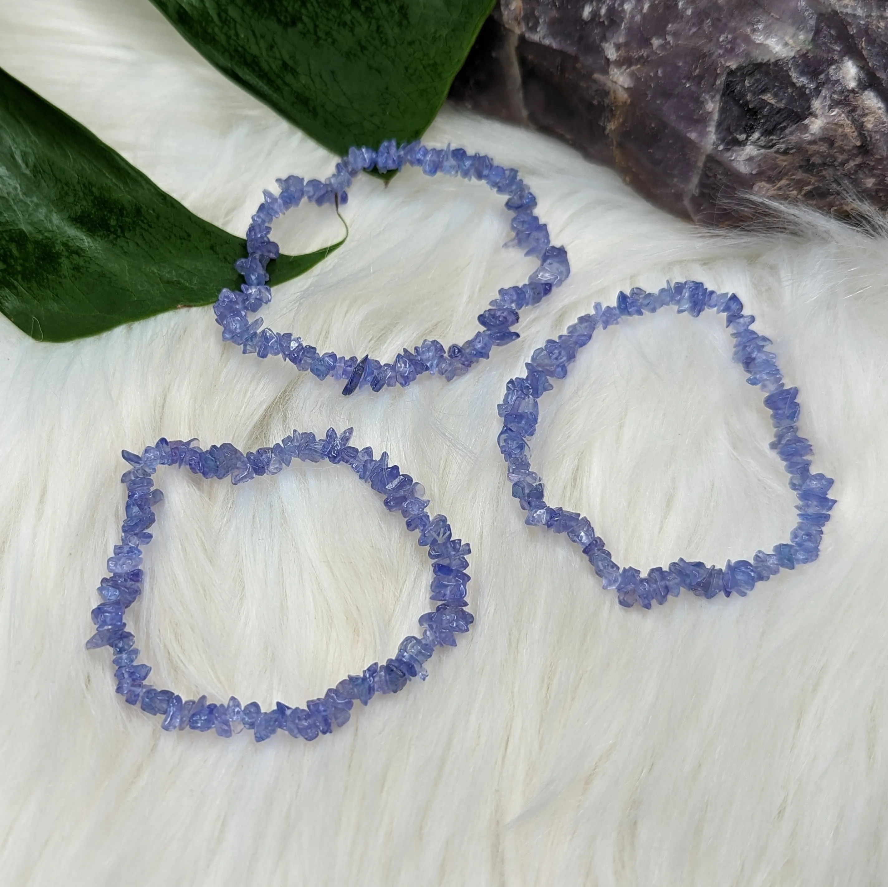 Blue Tanzanite Chip Stretch Bracelet ~Dainty and Adorable