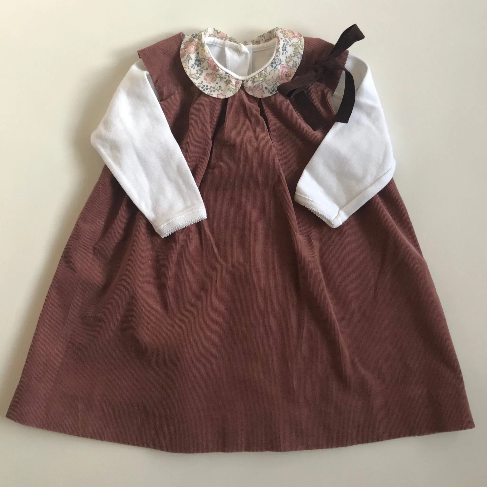 Bonpoint Mulberry Fine Cord Pinafore Dress With Ribbon Trim: 18 Months