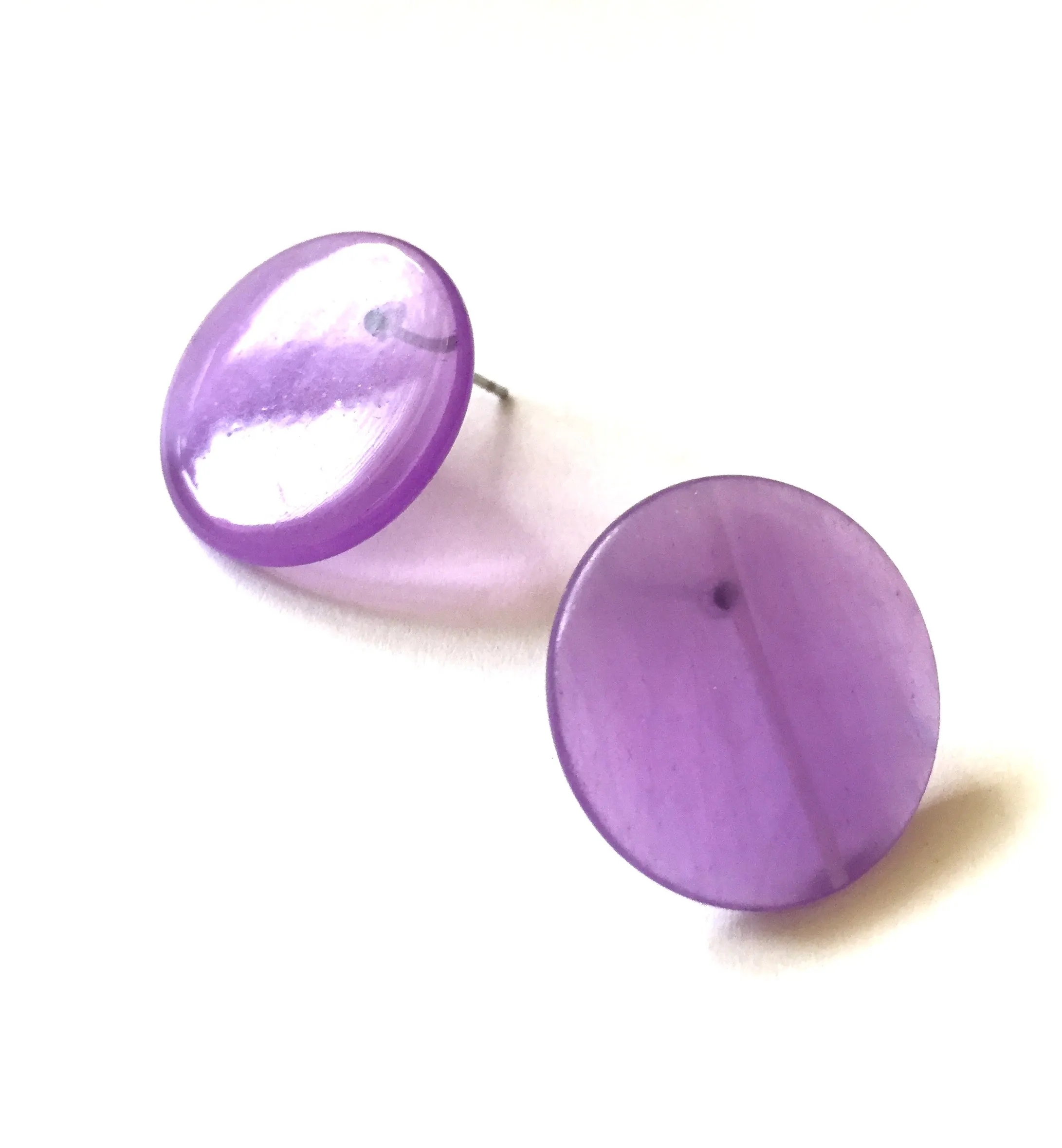 Bright Purple Marbled Disc Stud Earrings