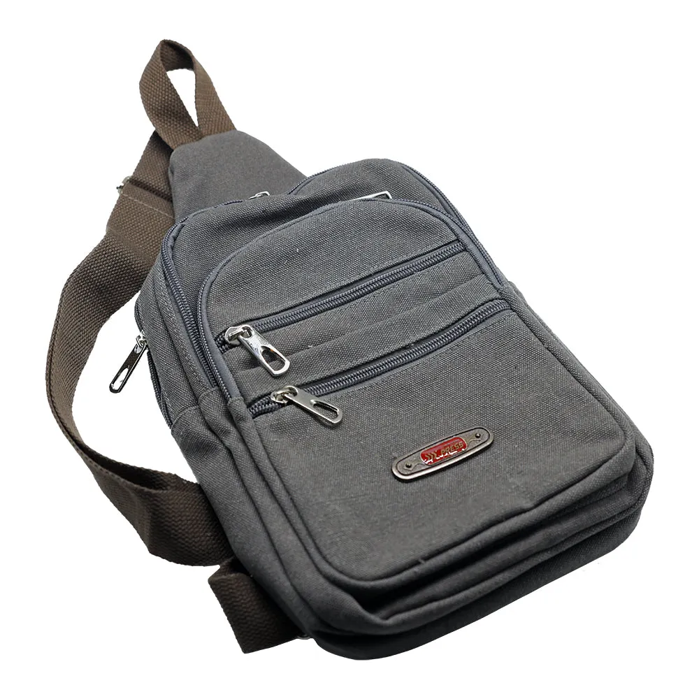 Canvas 5 Zip Sling Bag