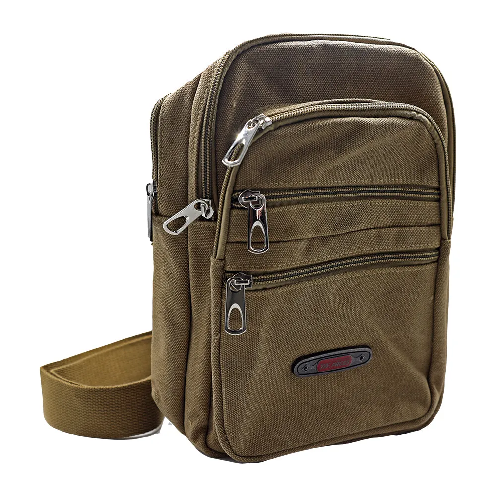 Canvas 5 Zip Sling Bag