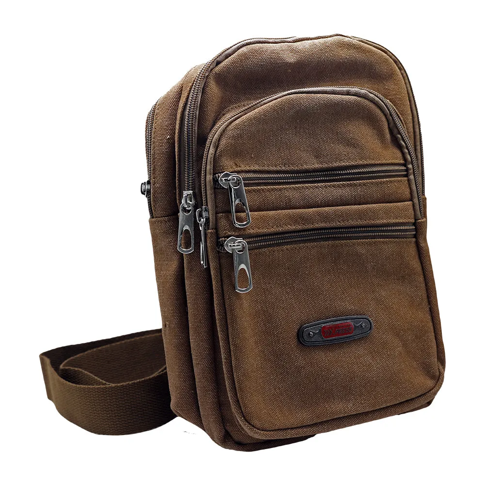 Canvas 5 Zip Sling Bag