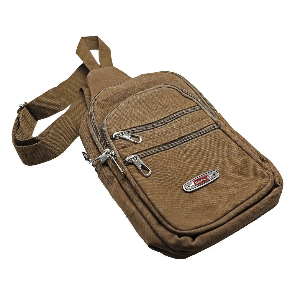 Canvas 5 Zip Sling Bag