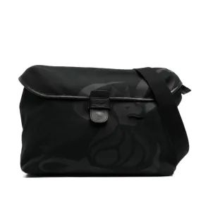 Canvas Lion Messenger Bag - Black