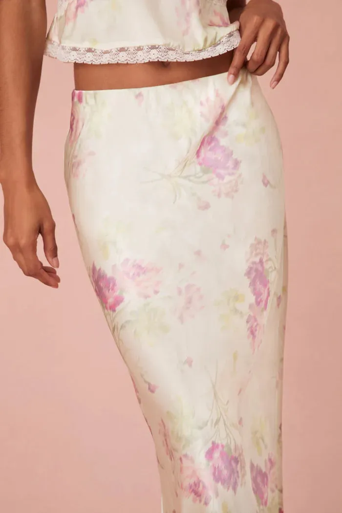 Castle Floral Midi Slip Skirt