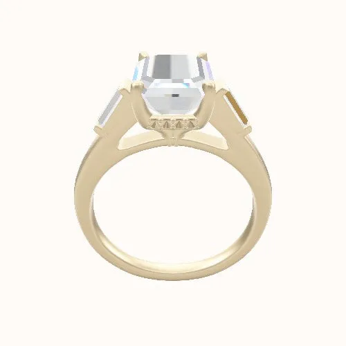 Cathedral Band with Baguette Sidestones Engagement Ring With Front set gallery Head