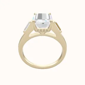 Cathedral Band with Baguette Sidestones Engagement Ring With Front set gallery Head