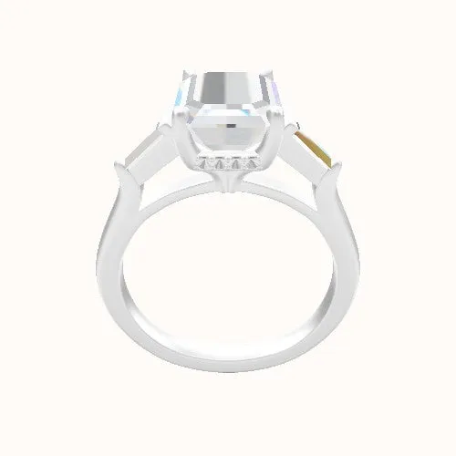 Cathedral Band with Tapered Baguette Sidestones Engagement Ring With Front set gallery Head