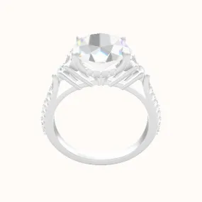 Cathedral Diamond Band with Marquise & Round Sidestones Engagement Ring With Front set gallery Head