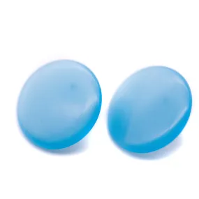 Cornflower Blue Moonglow Beveled Disc Stud Earrings