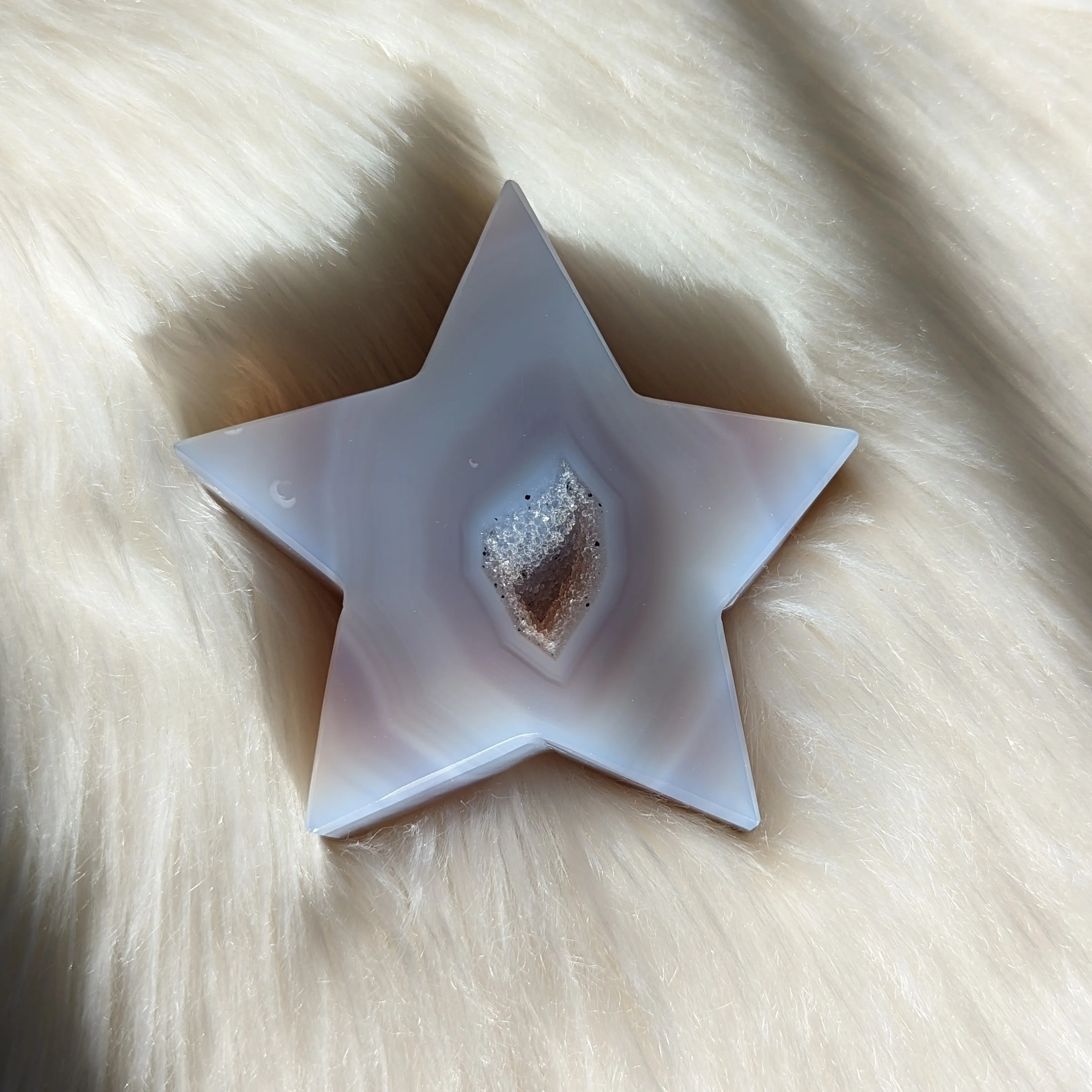 Cosmic and Unique~ Agate Star Carving with Druzy