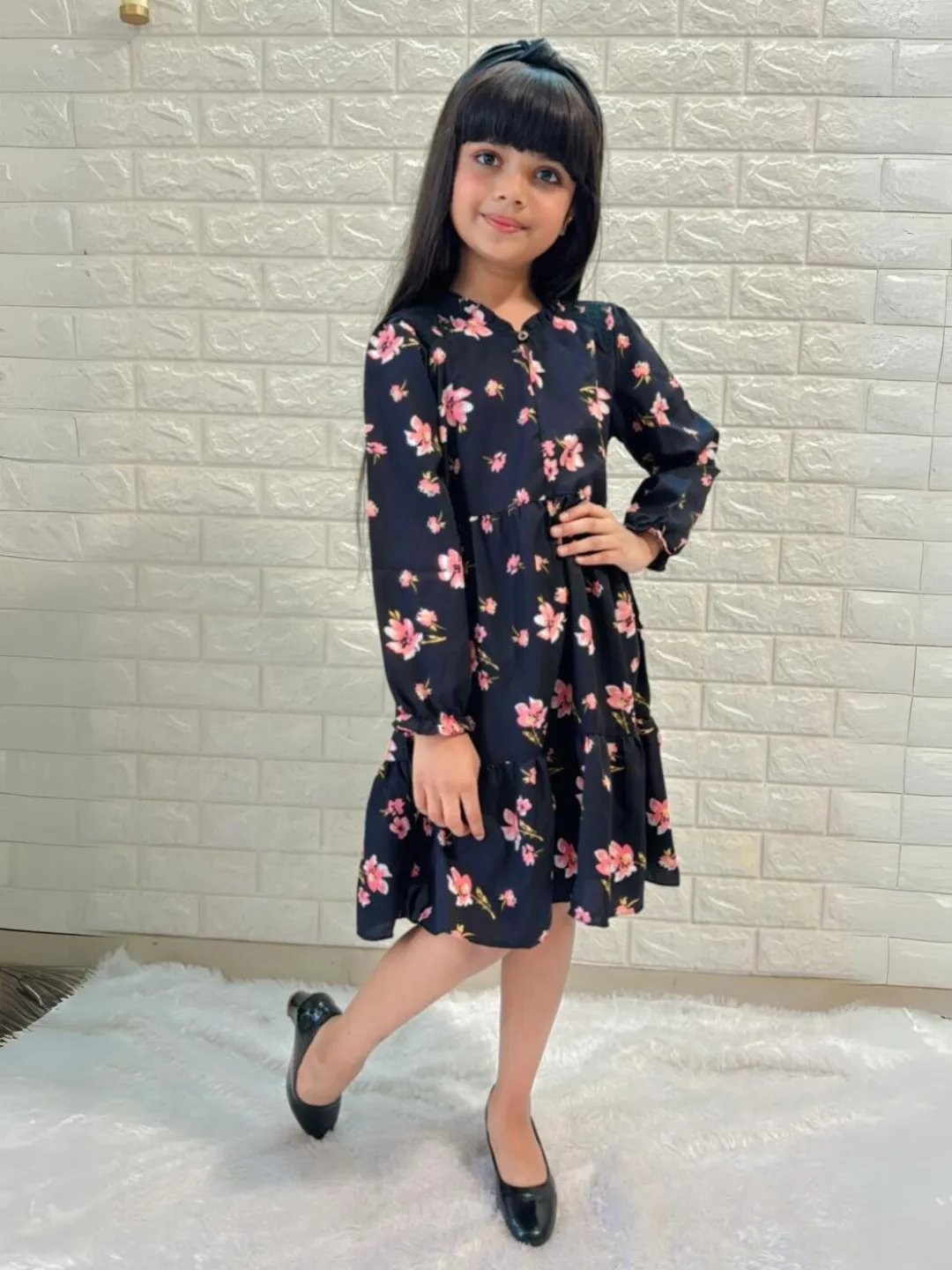 Cotton 3/4th Sleeves Dress for Girls