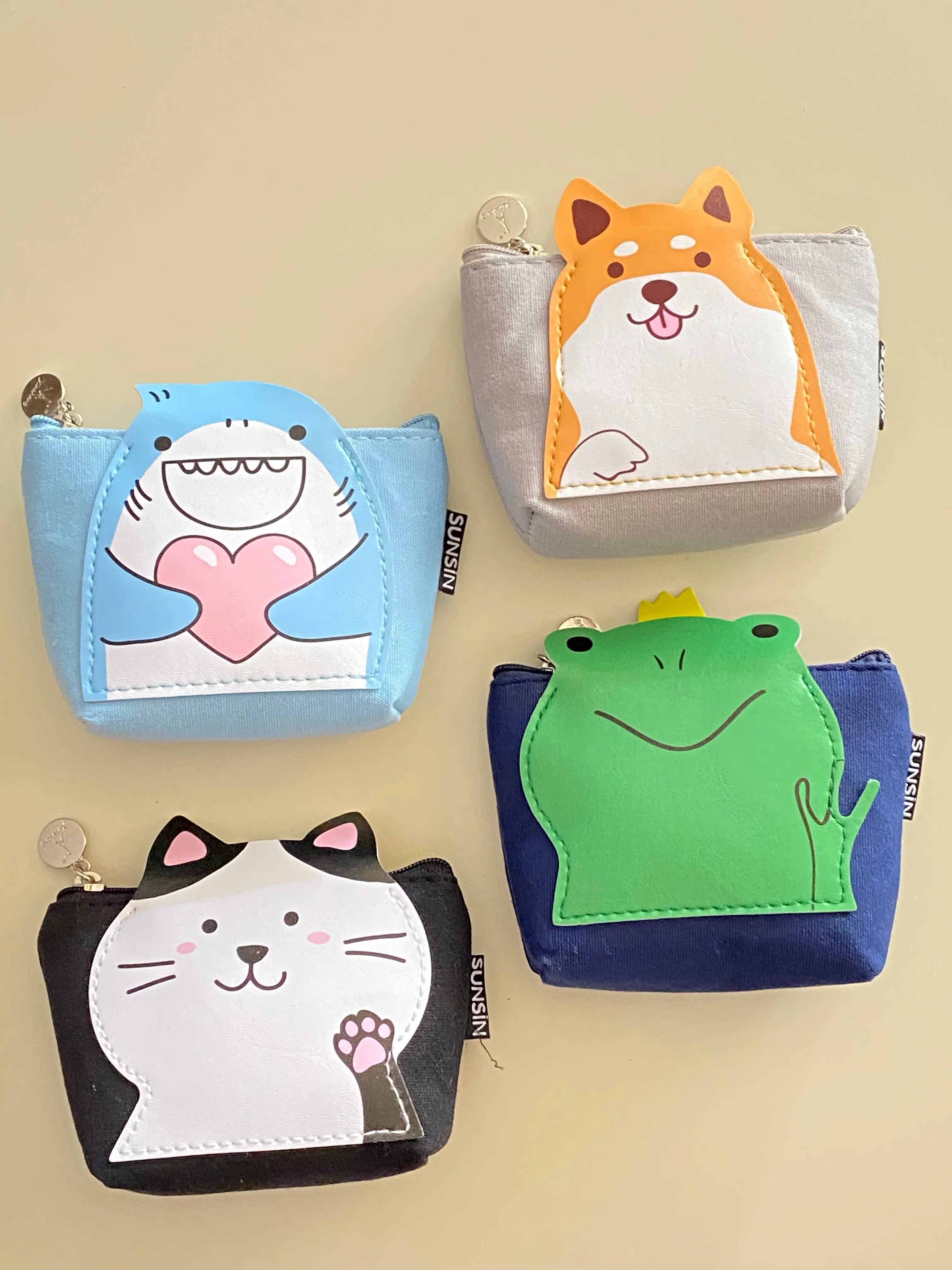 Cute Canvas Animal Coin Purse With Small Side Pocket